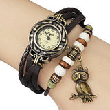 Retro Leather Bracelet Owl Quartz Wrist Watch -- Assorted Colors - 210 Kreations
 - 2