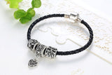 Silver and Leather Pandora Style Bracelet w/Charms - 210 Kreations
 - 3