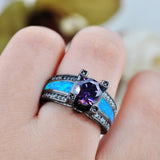 Romantic Blue Opal Amethyst Black Ring - 210 Kreations
 - 5