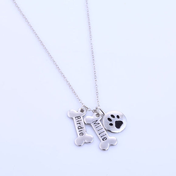 Personalized Dog Bone and Paw Necklace - 210 Kreations
