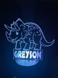 Triceratops Dinosaur Night Light, Cool Personalized Night Light, Kids Bedroom Decor, Children's Lights, Nursery Night Light, Kids Bedrooms