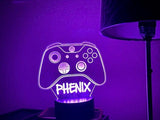 Personalized Night Light, Game Controller Night Light, LED Night Lamp, Remote Control, Engraved Gift, Kids Bedrooms, Man Cave, Gamer Light