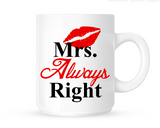 Mr Right and Mrs Always Right Personalized Coffee Mugs - 210 Kreations
 - 3