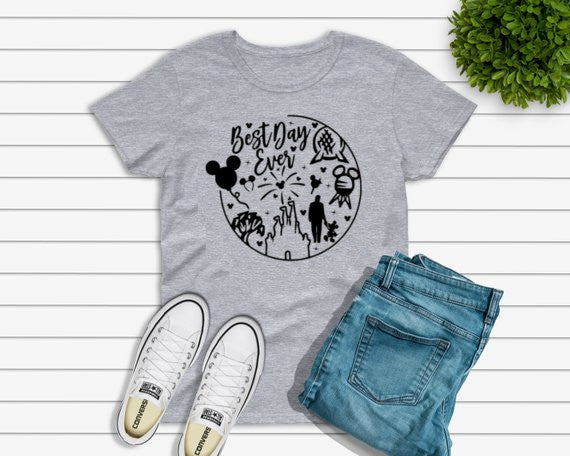 Best Day Ever Disney Bound Short Sleeve T Shirt - Adult, Ladies and Youth Sizes