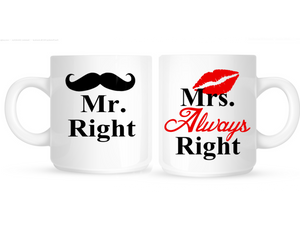 Mr Right and Mrs Always Right Personalized Coffee Mugs - 210 Kreations
 - 1