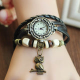 Retro Leather Bracelet Owl Quartz Wrist Watch -- Assorted Colors - 210 Kreations
 - 6