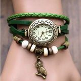 Retro Leather Bracelet Owl Quartz Wrist Watch -- Assorted Colors - 210 Kreations
 - 7