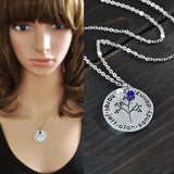 Personalized Family Tree Engraved Necklace w/Birthstone - 210 Kreations
 - 1