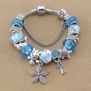 Blue/Silver Sea Charm Bracelet - 210 Kreations
