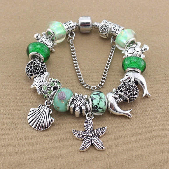 Green Sea Life Charm Bracelet - 210 Kreations
