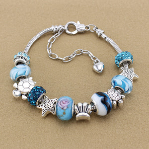 Ocean Crystal/Glass Charm Bracelet - 210 Kreations
