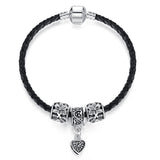 Silver and Leather Pandora Style Bracelet w/Charms - 210 Kreations
 - 2