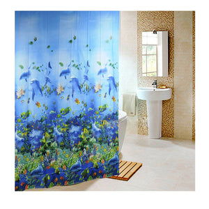Marine Sea Life Bathroom Shower Curtain w/12 Hooks - 210 Kreations
 - 1