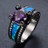 Romantic Blue Opal Amethyst Black Ring - 210 Kreations
 - 2