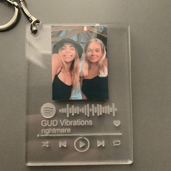 Spotify Music - Engraved Custom Acrylic, Song Keychain, link QR code with photo, Album Poster, Custom Acrylic Song Plaque, Glass Song Sign, Music Keychain