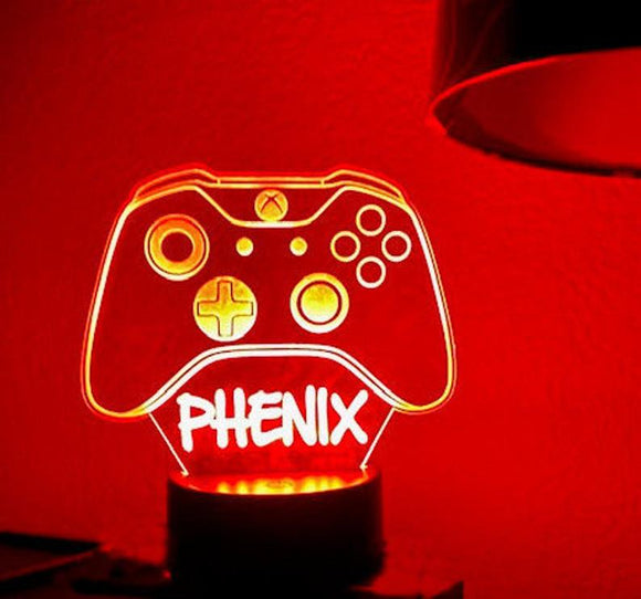Personalized Night Light, Game Controller Night Light, LED Night Lamp, Remote Control, Engraved Gift, Kids Bedrooms, Man Cave, Gamer Light